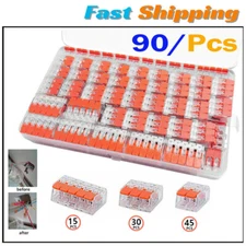 90ps For Wago 221 Electrical Connectors Wire Block Clamp Terminal Cable Reusable