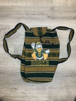 Oregon Ducks Canvas Burlap Drawstring School Backpack