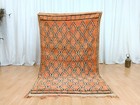 4x6 Orange Geometric Handmade Authentic Rug Vintage Moroccan Carpet