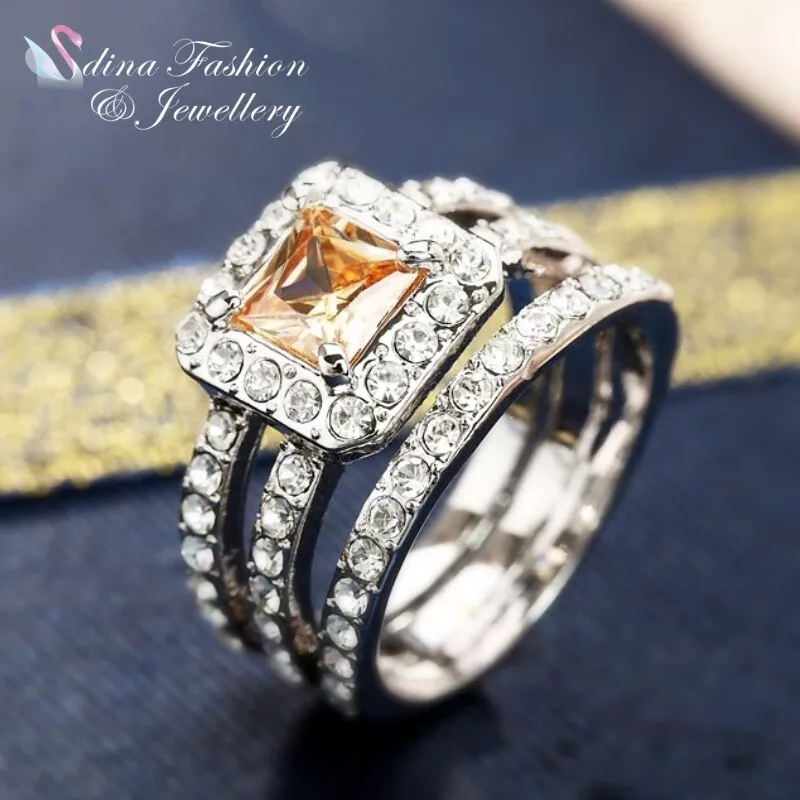 White gold ring sale with swarovski crystal