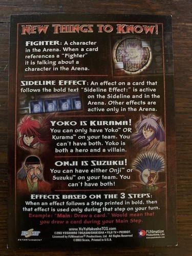 Yu Yu Hakusho TCG - Pack Inserts and Team Bonus Cards - You Choose - Picture 26 of 50
