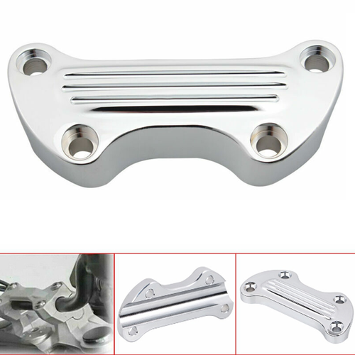 Chrome 1" Upper Handlebar Riser Top Clamp Cover For Harley Sportster Softail FLH - Picture 9 of 10
