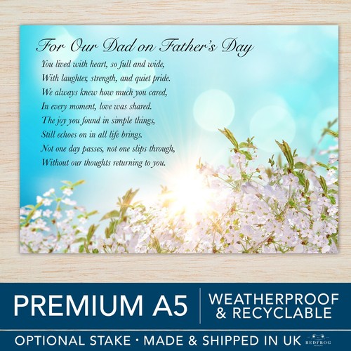 Tarjeta conmemorativa impermeable del día del padre A5 - tributo junto a la tumba para papá - Hecha en el Reino Unido - Imagen 15 de 15