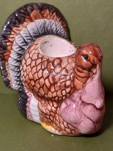THANKSGIVING TURKEY Kegel Kerzenhalter Set Herzstück Keramik Vintage - Bild 16 von 20