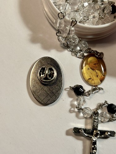 Vintage Collectible Rosary & Pin From Vatican City Pope Jonn Paul II - Picture 3 of 11