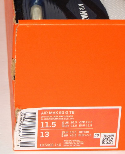 Nike Herren Air Max 90 Golfschuhe Stollen DX5999-140 Größe 11,5 weiß/Collegiate Navy - Bild 8 von 8