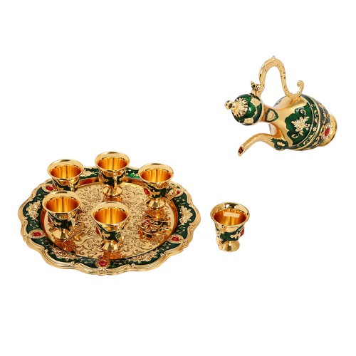 Turkish Tea Set Vintage Turkish Coffee Set with Pot and 6 Cups for Home Decor - Picture 13 of 22