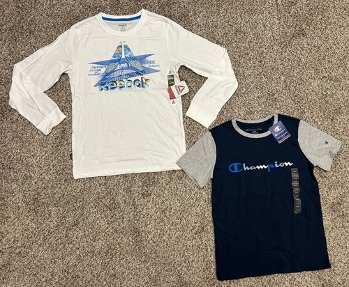 New Reebok & Champion Big Boys 2-PACK Tee T-Shirt Size 14-16 (U2) - Picture 1 of 5