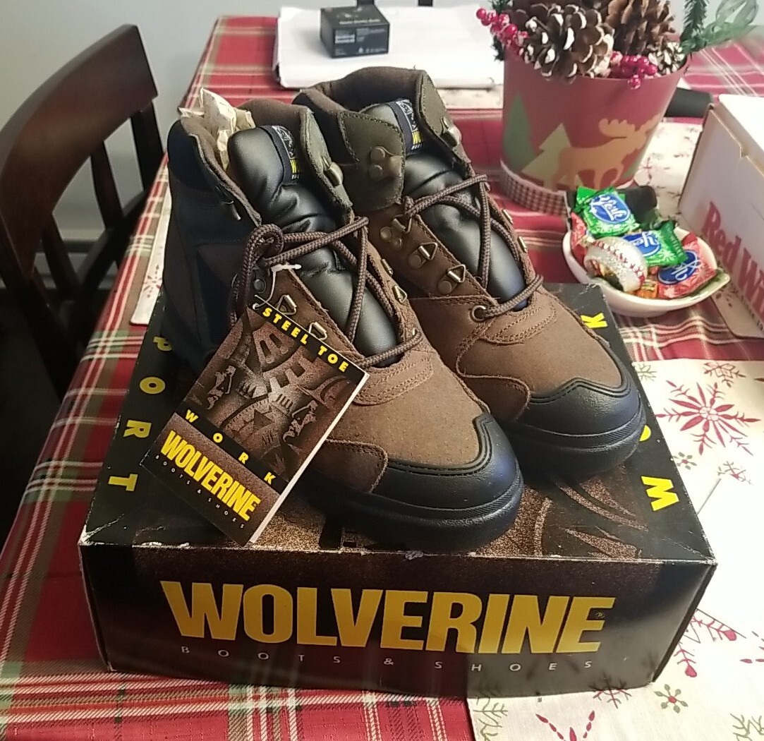 Wolverine Men Steel-Toe Work Boots Leather Size 7.5 *Wide Width