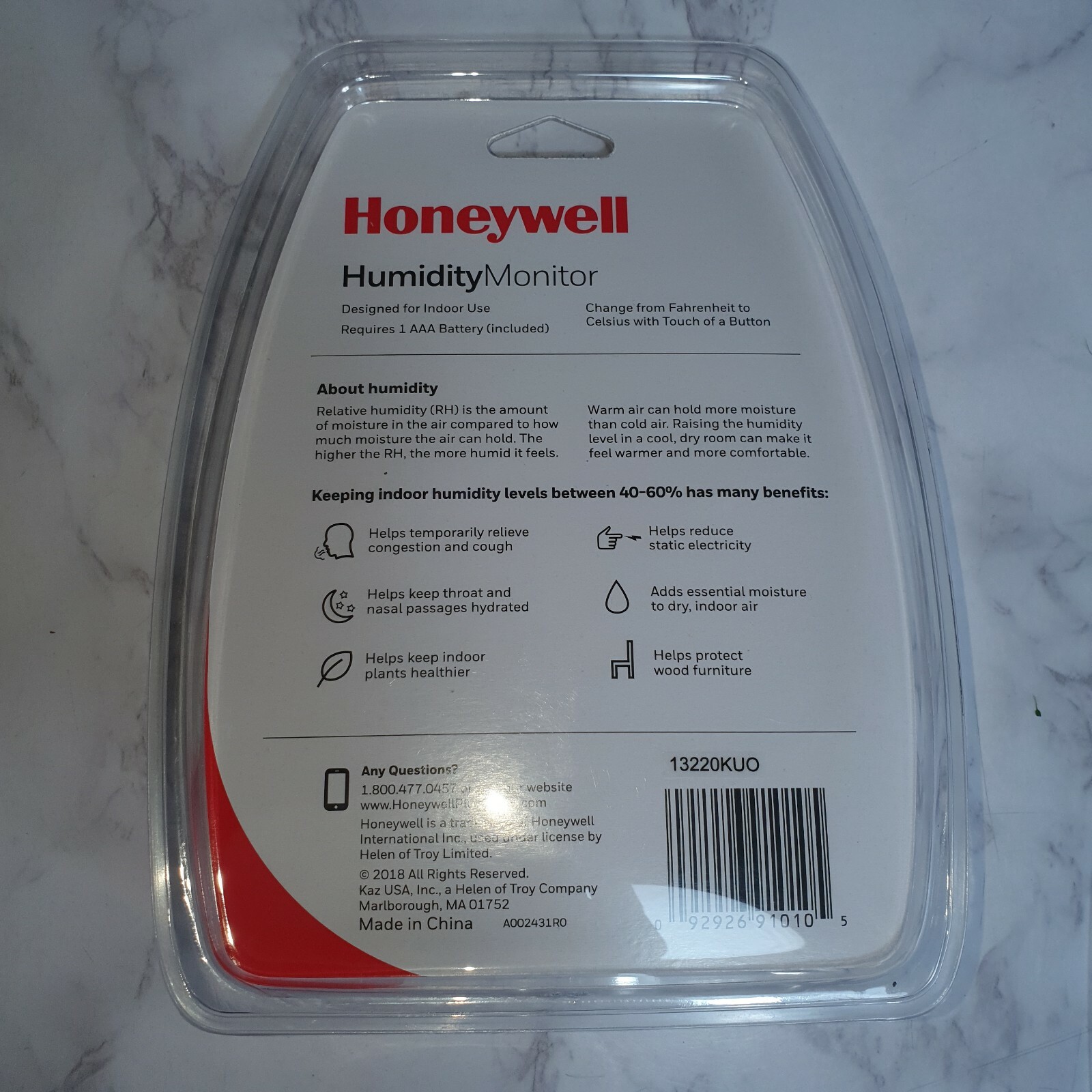 Honeywell HHM10B Humidity Monitor Black