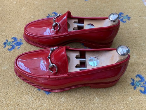 Gucci Loafers Rubber Shoes Jelly Horsebit Buckle Red Mens UK 7 US 8 EU 41 - Picture 6 of 13