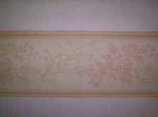 TEXTURED SILKY FINISH FLORAL SCROLL PREPASTED WALLPAPER BORDER  31616360