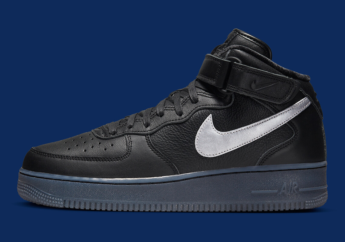 Мужские кроссовки Nike Air Force 1 Mid PRM Черный серебристый металлик Hyper Pink DX3061-001 sz 15