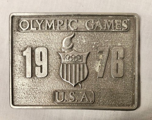 DE COLECCIÓN BERGAMOTA LATÓN OBRAS 1976 EE. UU. JUEGOS OLÍMPICOS HEBILLA DE CINTURÓN INNSBRUCK AUSTRIA - Imagen 1 de 3