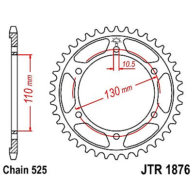 JT SPROCKETS Corona plato trasero 1876 zinc con 44 dientes - Imagen 1 de 1