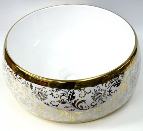 Lavabo lavabo lavabo de cerámica dorado floral para guardarropa de baño - Imagen 10 de 20