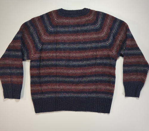 Vintage Cattivo Shetland Wool Sweater Mens L Red Blue Striped Grandpa Pullover - Picture 7 of 7