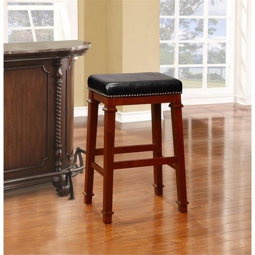 Riverbay Furniture 30" Faux Leather Bar Stool in Black - Picture 2 of 2