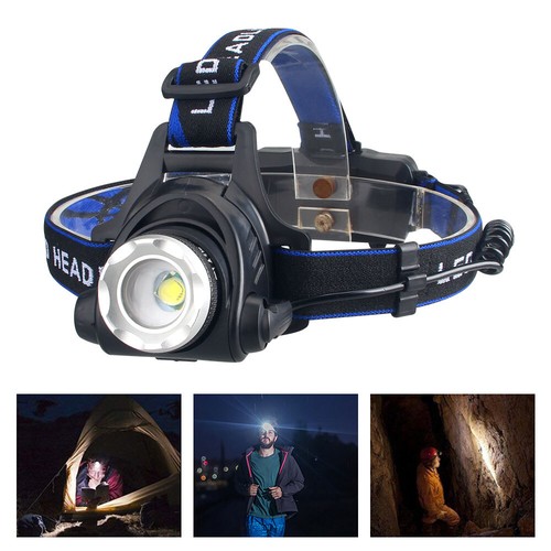 Super Bright LED Zoom Headlamp USB Rechargeable Headlight Head Torch Outdoor