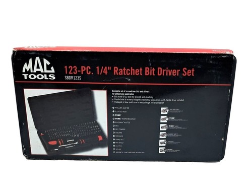 Mac Tools 123-Piece 1/4" Ratchet Bit Driver Set With Case SBDR123S Durable - Picture 2 of 9