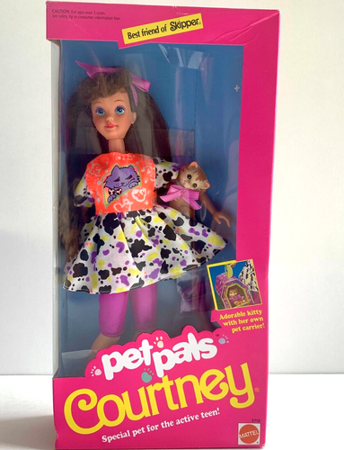 PET PALS COURTNEY Barbie Bambola Con / Kitty & Accessori 1991 Mattel