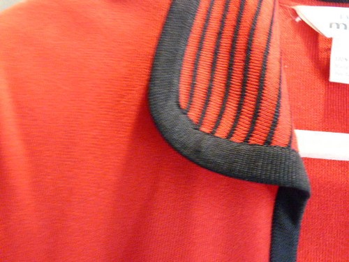 Exclusively Misook Jacket Red Black Trim Open Front Long Sleeves Collar Size S - Picture 3 of 8