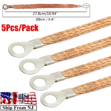 10" Braided Ground Strap Car Engine Copper Ground Strap With 5/16" Ring Terminal