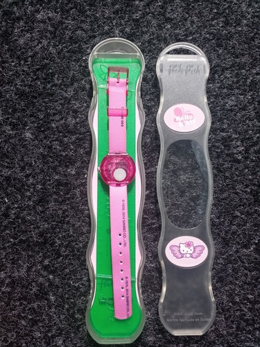 Swiss made Womens Kids Hello Kitty Pink Butterfly Flik Flak Quartz Watch - Picture 6 of 14