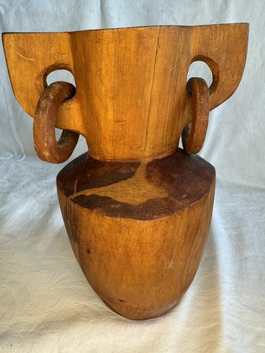Vintage Authentic Decorative Handmade Moroccan Wooden Vase/Vessel with Rings - Picture 12 of 12