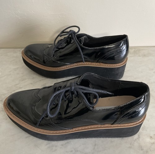 Mocasín Steve Madden Plataforma Negro Charol Cordones Oxford Mujer 7.5 - Imagen 3 de 7