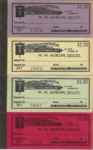 WH ACKLIN SANTA RITA NEW MEXICO SET/4 GF TRADE MDSE $1-$5 NM TICKET COUPON TOKEN - Picture 1 of 3