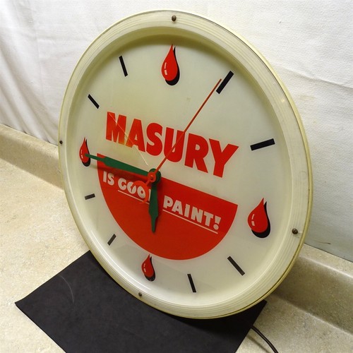 Orologio da parete vintage Masury "Is Good Paint", elettrico, funziona bene, quadrante in plastica - Foto 3 di 18