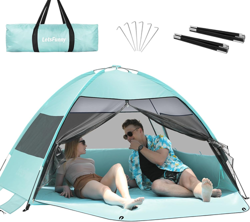 Easy Setup Beach Tent, Anti-Uv, Shade Canopy, Sun Shade, w/ Extended Floor - Picture 9 of 15