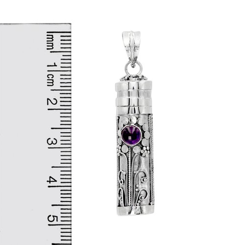 Amethyst Perfume Box - Pill Box - Message - Ashes Pendant in 925 Sterling Silver - Picture 4 of 11