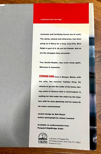 Stephen King “INSOMNIA “-Hardcover-Original Jacket- Viking 1994 - Picture 7 of 8