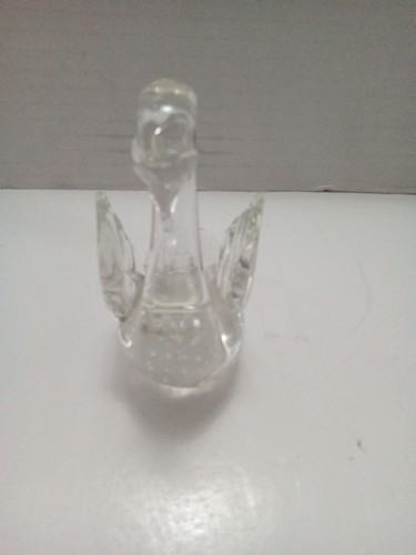 Art Glass SWAN Paperweight/Figurine Clear Hand Blown Controlled Bubbles4" T - Picture 2 of 6