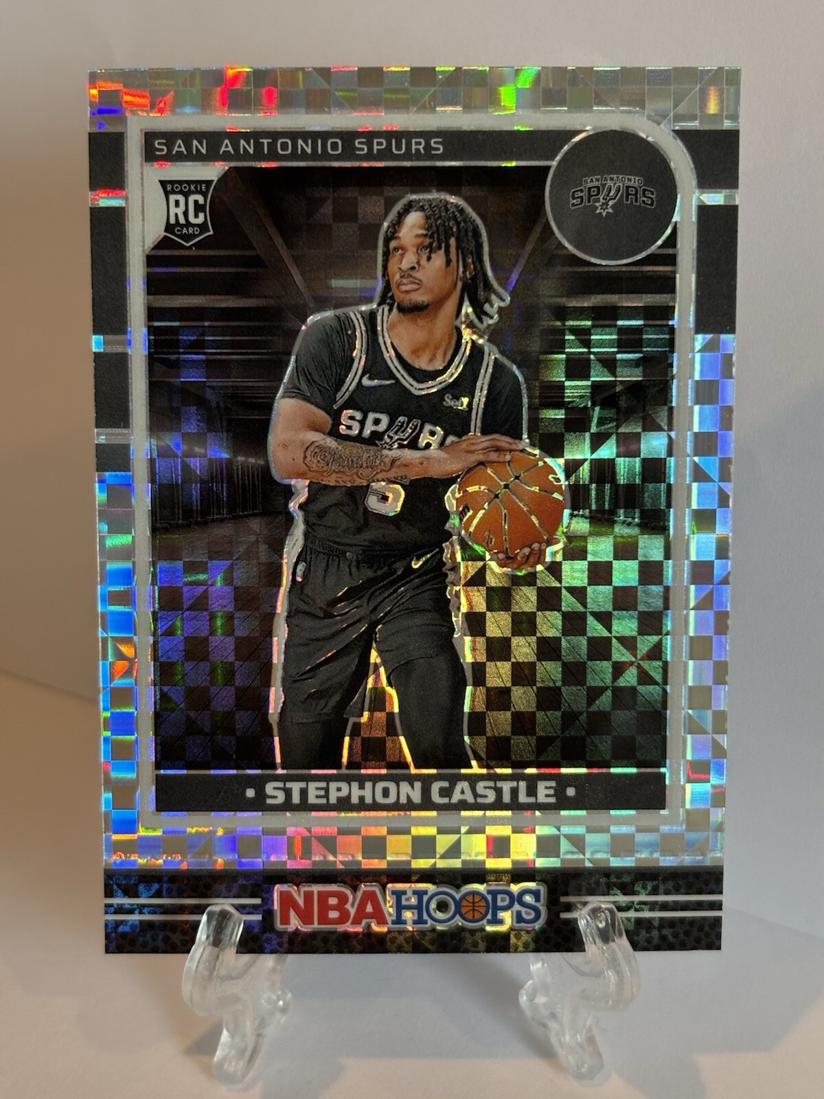 2024-2025 NBA Hoops Stephon Castle Checkerboard Prizm Premium SSP #234 Spurs
