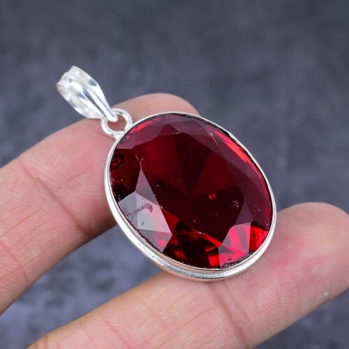 Colgante de joyería de plata de ley 925 con piedras preciosas granate de Mozambique 1,77" F430 - Imagen 2 de 4