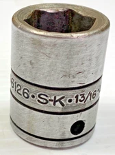 Vintage S-K Tools 46126 - 13/16" Impact Socket 1/2" Drive 6 Point USA Tool SK