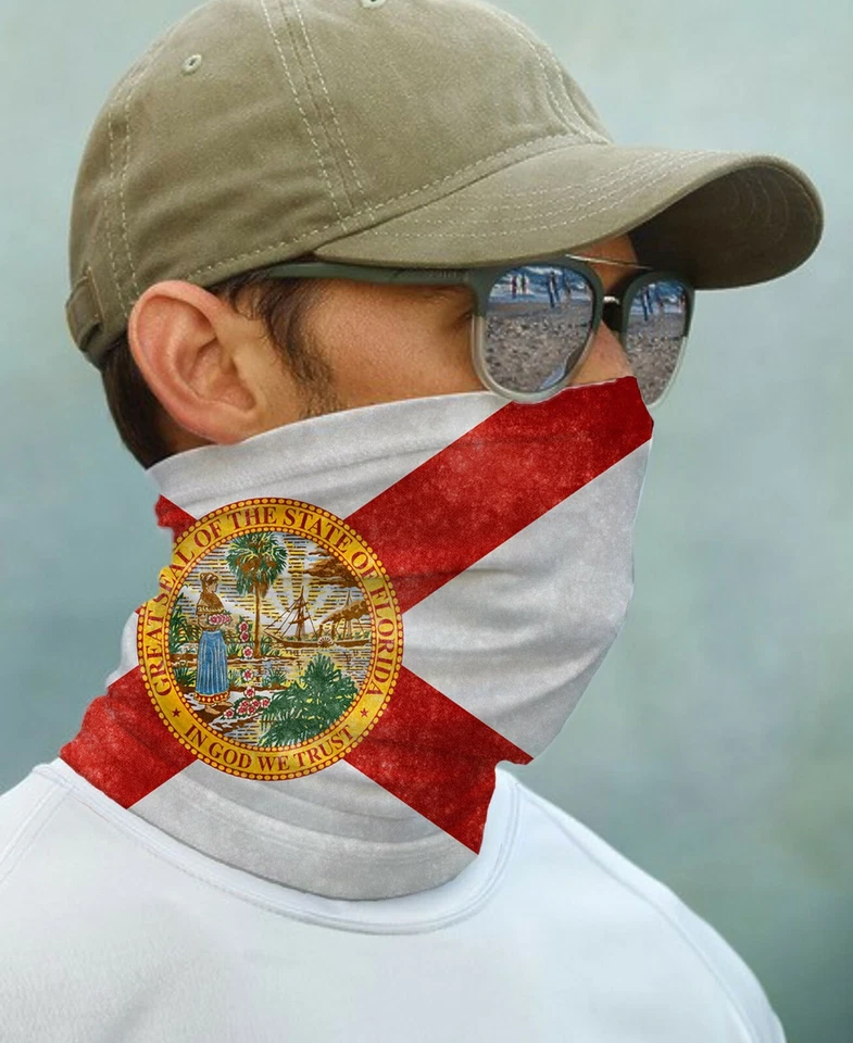 PARAGON SUN GAITER Mask Bandana UPF 50+ UV Protect Fishing Florida State Flag Face Neck