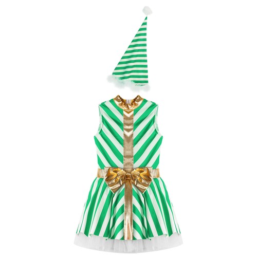 Christmas Kids Girls Striped Princess Dress Pageant Ball Gown Xmas Party Dress - Picture 31 of 48