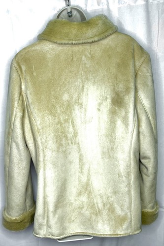 Fuda Jacket Coat Size Large Faux Suede Plush Inside Tan Cabincore Cozy - Picture 4 of 14