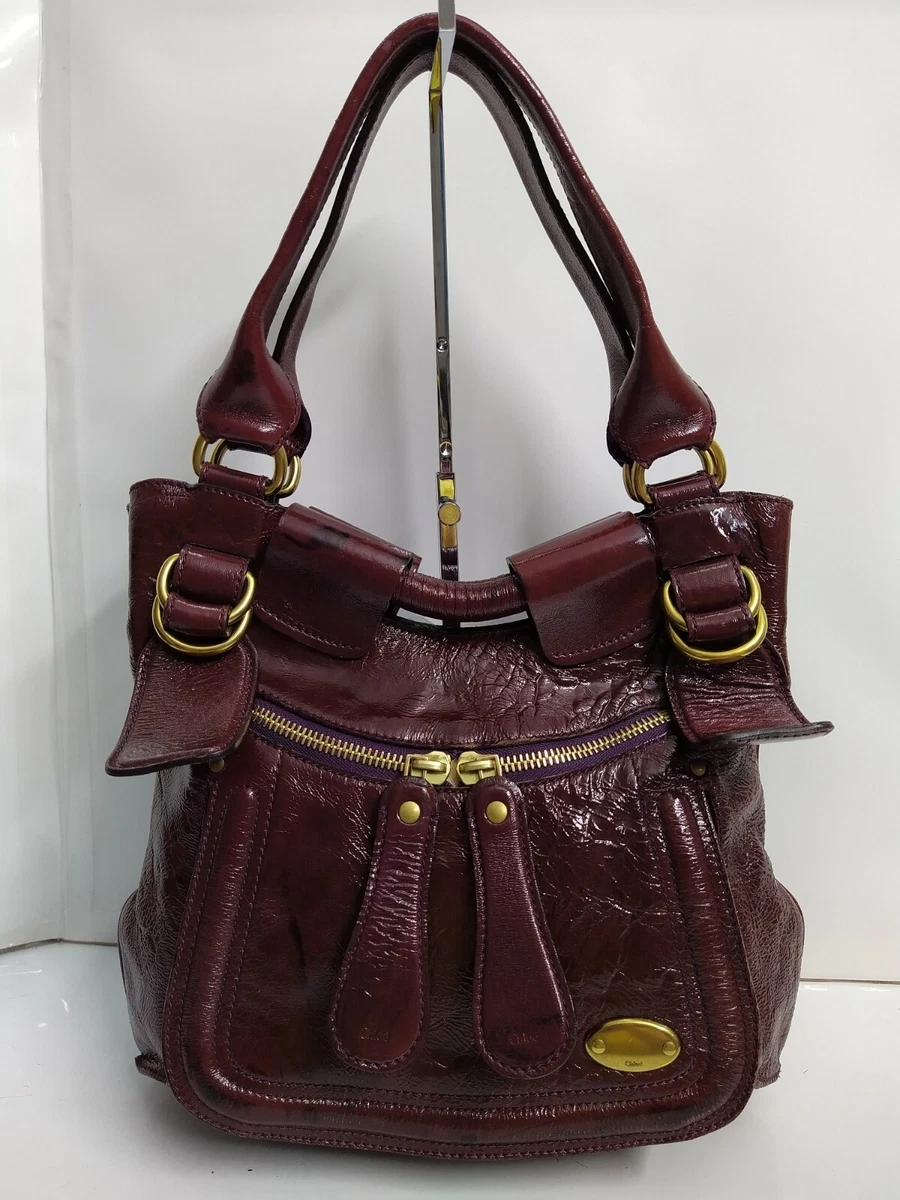 Burgundy Patent Leather Handbag