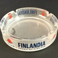 Vintage Finlandia Vodka Of Finland Frosted Glass Ashtray 