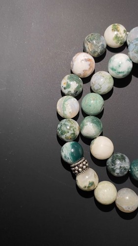 Rosario realizzato con pietre preziose verdi, bianche e argento calibro 925📿مسبحة احجار كريمة - Foto 8 di 10