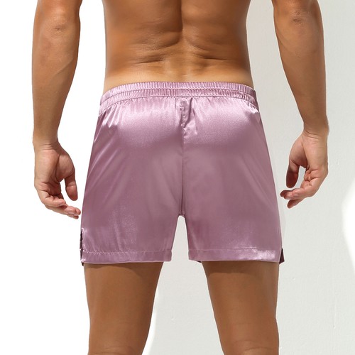 DE Herren Seide Satin Pyjamas Shorts Strand Höschen Bademode Urlaub Loungewear - Picture 12 of 47