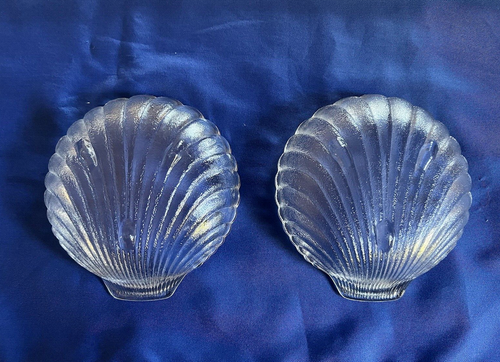 2 each Vintage Sea Shell Satin Glass Candy Dish Nut Bowl Wedding - Bild 2 von 2