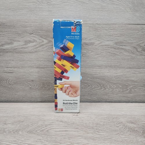 Vintage NEW 1995 Throw 'N Go Jenga Wood Tower Dice Game Stack Milton Bradley - Picture 4 of 4