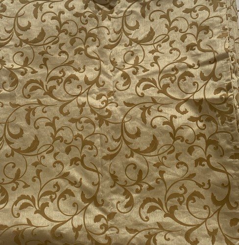 Raised Velvet Feel Flock Foliage Vine scroll drape Curtain Panel home decor Gold - Picture 2 of 5