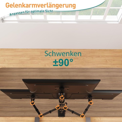 ELIVED Monitor Halterung 3 Monitore 17-32 Zoll Bildschirme Dreifach Monitor Arm - Bild 5 von 9